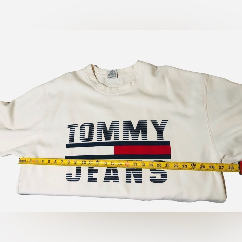 VTG 90s Tommy Hilfiger Sweatshirt Flag Spell Out Signature Jeans Sport Shirt XXL - Picture 9 of 12